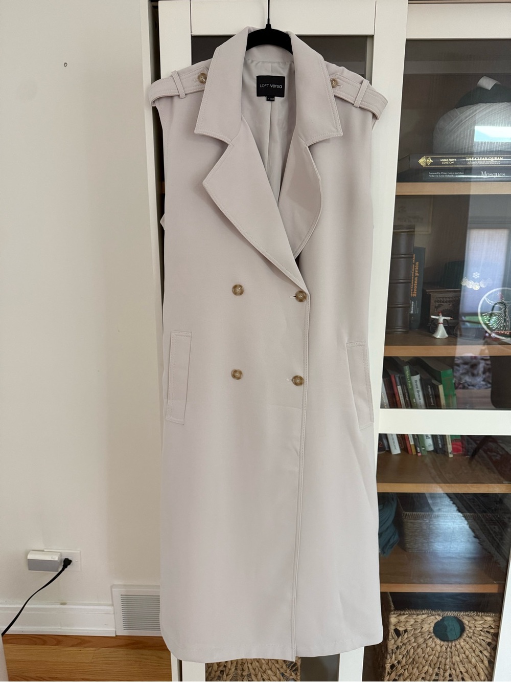 LOFT Sleeveless Double-Breasted Trench Vest in Light Taupe
